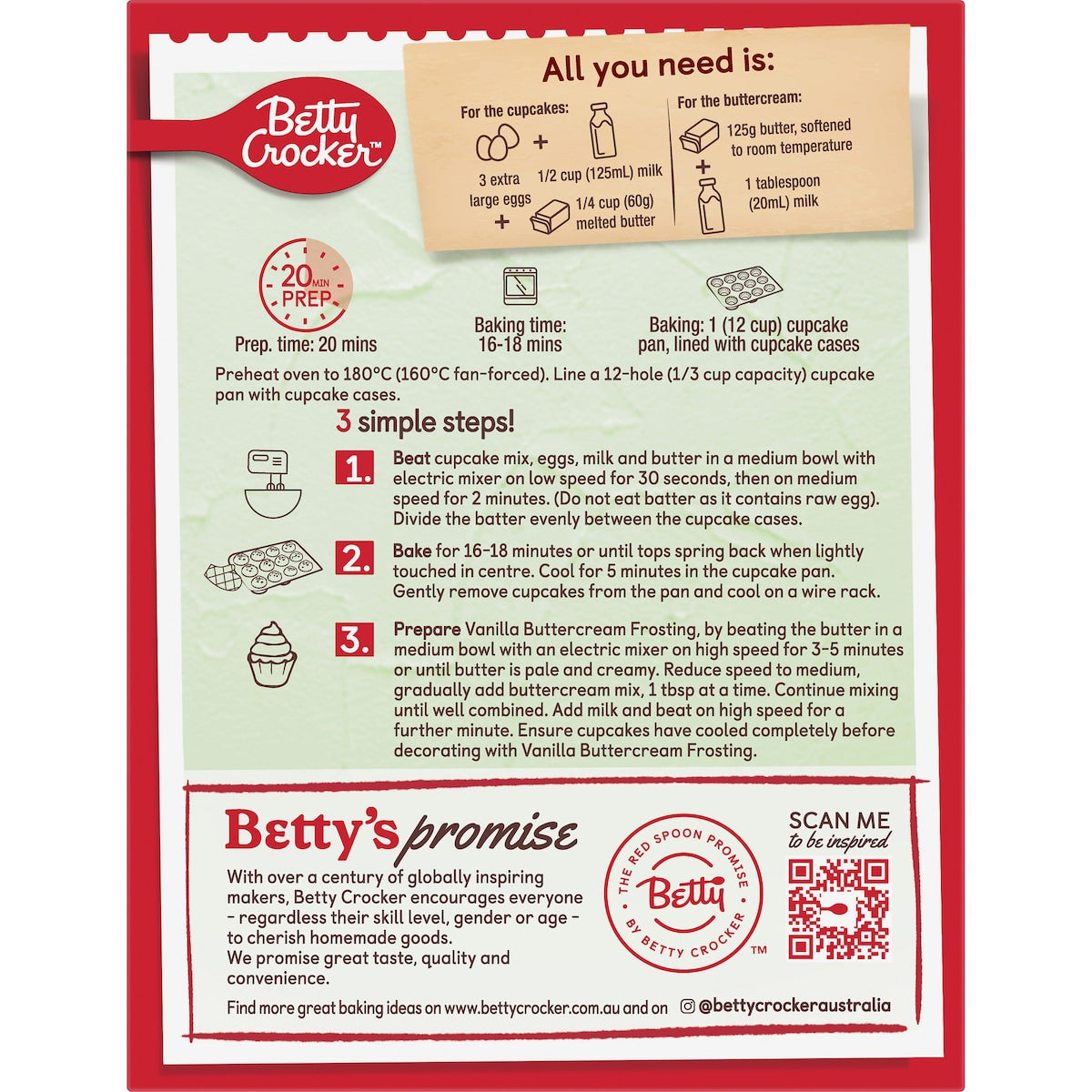Betty Crocker Vanilla Gluten Free Cupcake Mix 460g