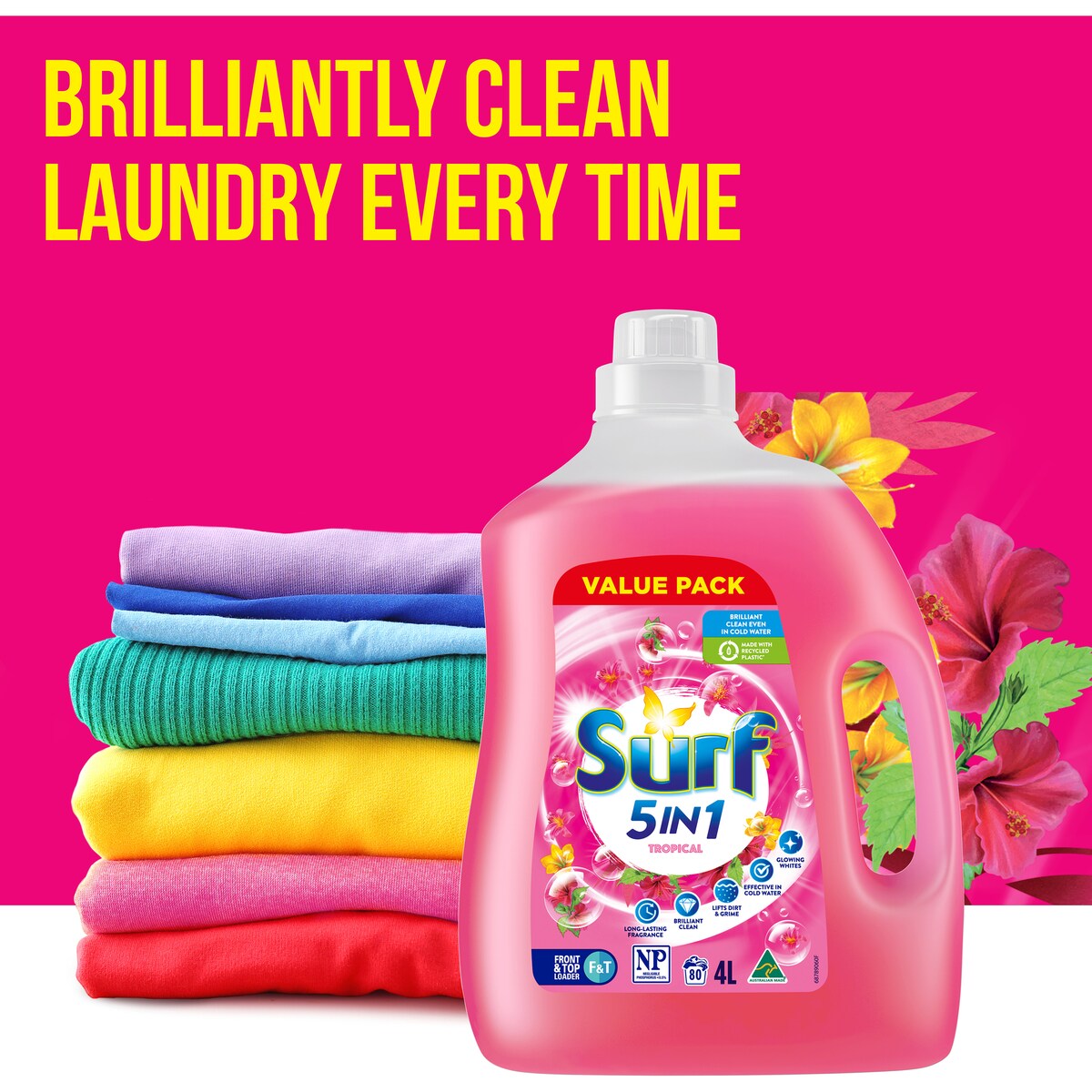 Surf Liquid Washing Detergent Tropical 80 Washes 4 l