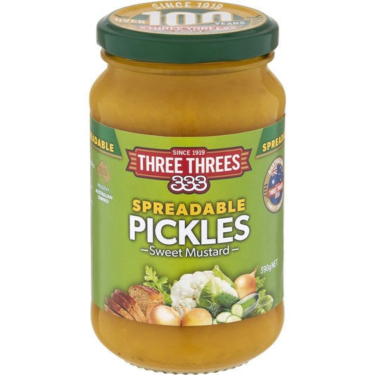 Three Threes Spreadable Sweet Mustard Pickles 390g