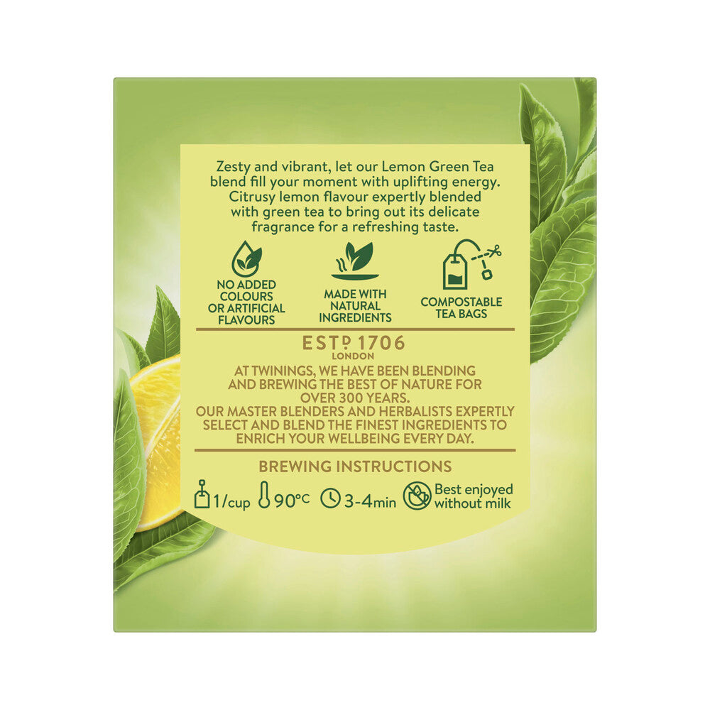 Twining's Green Tea And Lemon Tea Bags - 10 Pack