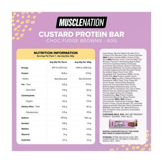 Muse Nation Custard Bar Choc Fudge Brownie - 60g