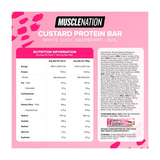 Muse Nation Custard Bar White Choc Raspberry - 60g