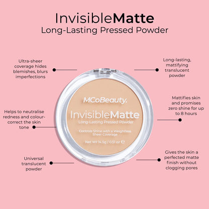 Mcobeauty Invisible Matte Long Lasting Pressed Powder Translucent 14.5g