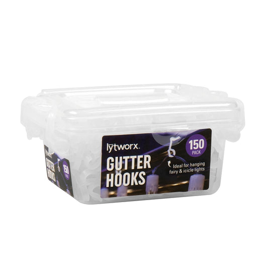 Lytworx Gutter Hooks - For Hanging Fairy & Icicle Lights, 150 Pack
