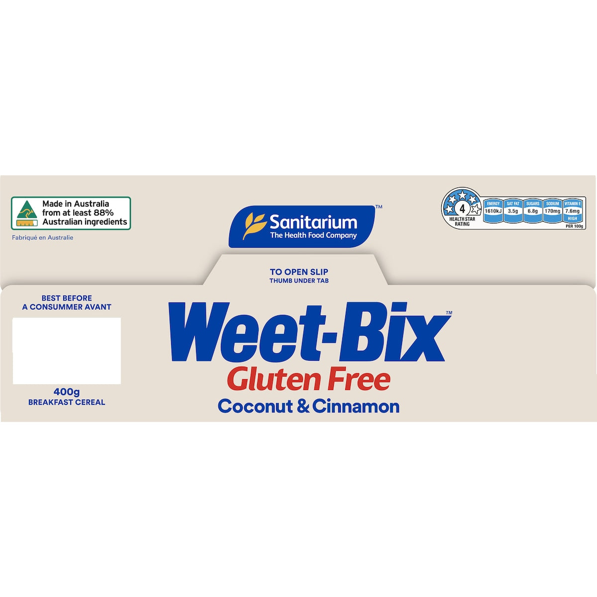 Weet-bix Gluten Free Coconut & Cinnamon Breakfast Cereal 400g
