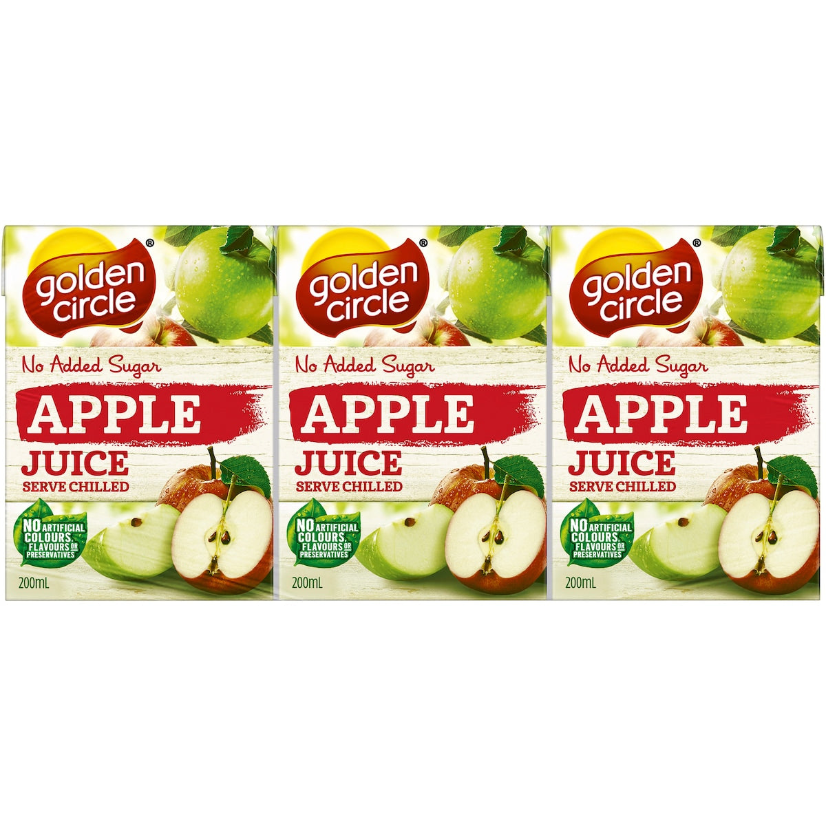 Golden Circle Apple Juice No Added Sugar Popper Lunchbox Fruit Juices 200ml X6 Pack