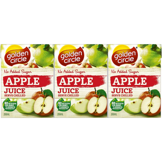 Golden Circle Apple Juice No Added Sugar Popper Lunchbox Fruit Juices 200ml X6 Pack