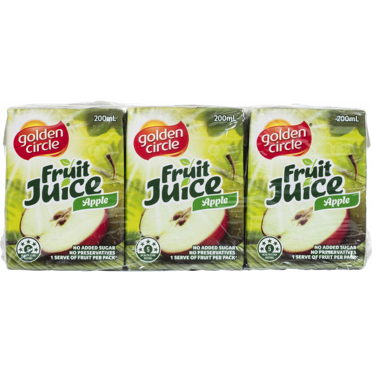 Golden Circle Apple Juice No Added Sugar Popper Lunchbox Fruit Juices 200ml X6 Pack