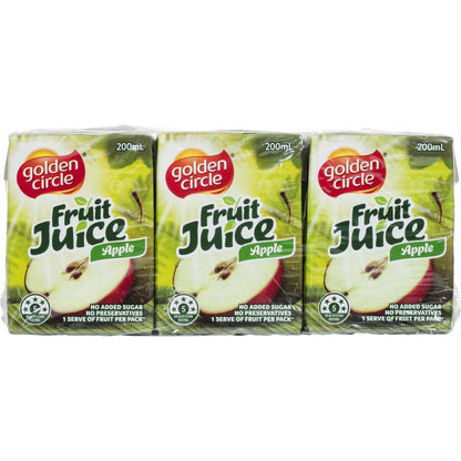 Golden Circle Apple Juice No Added Sugar Popper Lunchbox Fruit Juices 200ml X6 Pack