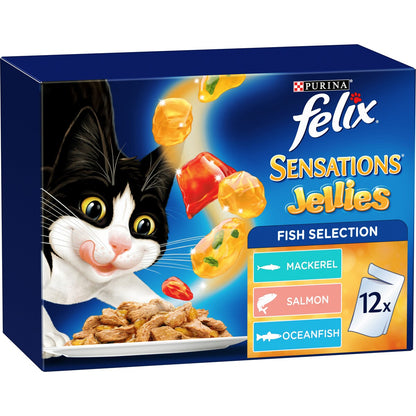 Felix Adult SensationsÂ Jellies Fish Selection Wet Cat Food 85g X12 Pack