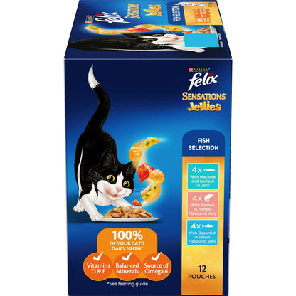 Felix Adult SensationsÂ Jellies Fish Selection Wet Cat Food 85g X12 Pack