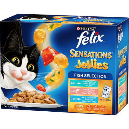 Felix Sensations Jellies Fish Selection Wet Cat Food 85g X 12 Pack