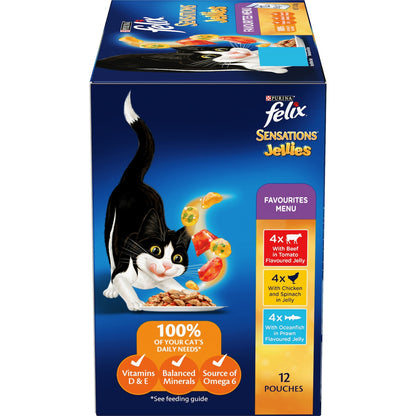 Felix Sensations Jellies Favourites Menu Wet Cat Food 85g X 12 Pack