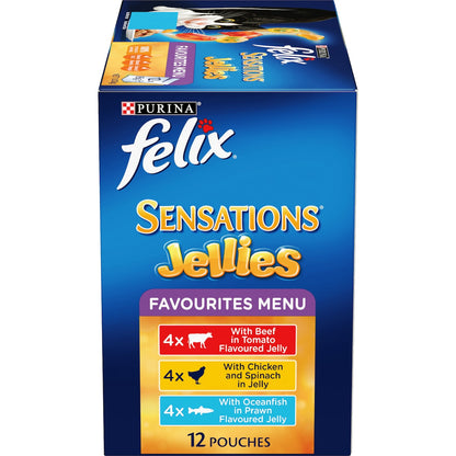 Felix Sensations Jellies Favourites Menu Wet Cat Food 85g X 12 Pack