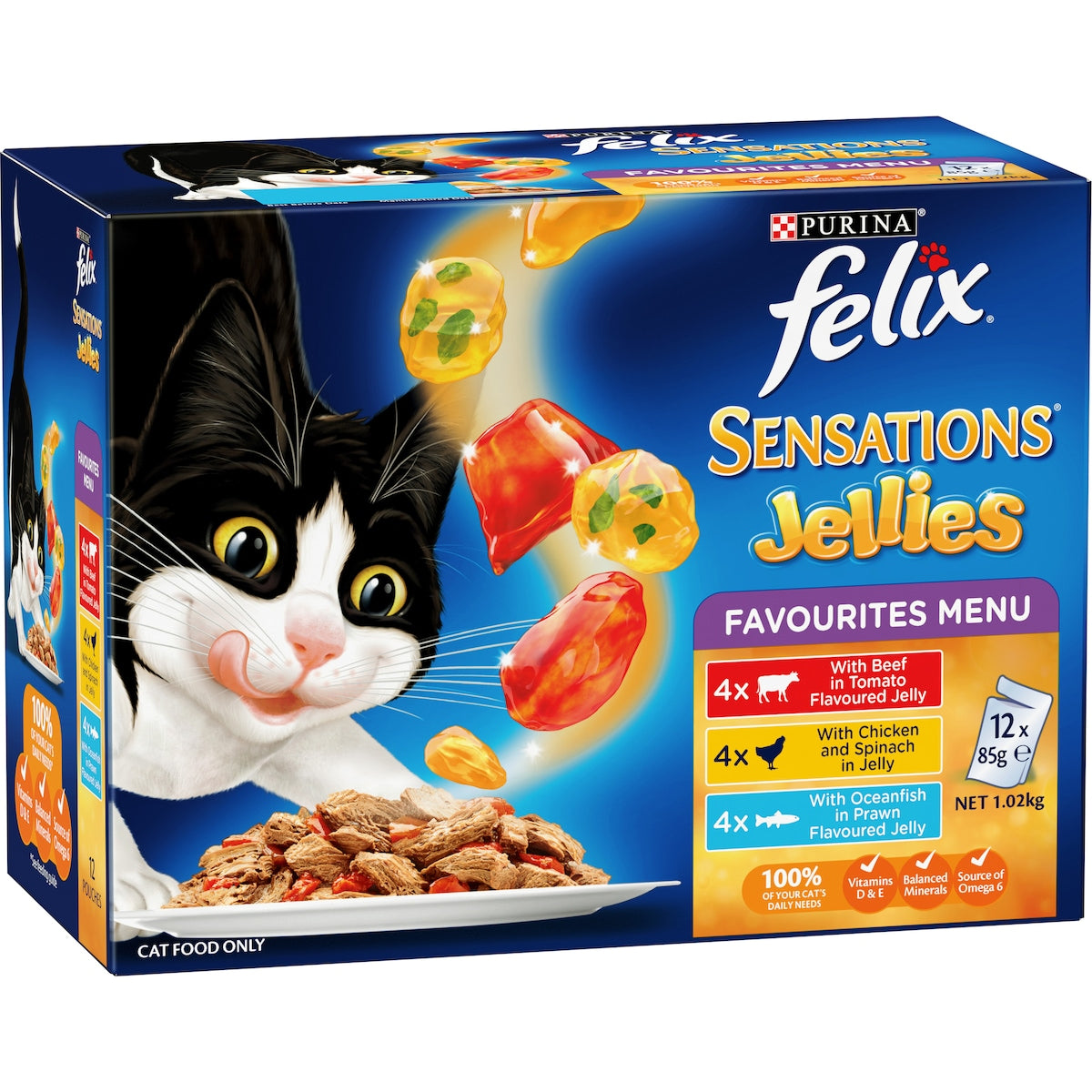 Felix Sensations Jellies Favourites Menu Wet Cat Food 85g X 12 Pack