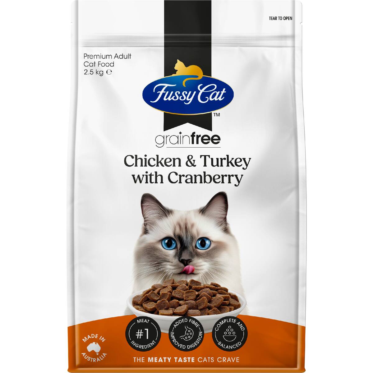 Fussy Cat Grain Free Adult Dry Cat Food Chicken & Turkey & Cranberries 2.5kg
