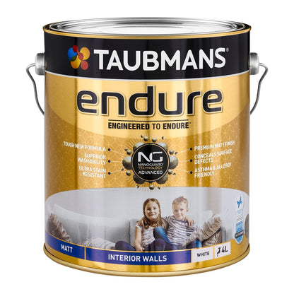 Taubmans White Matt Endure Interior Walls Paint - 4L