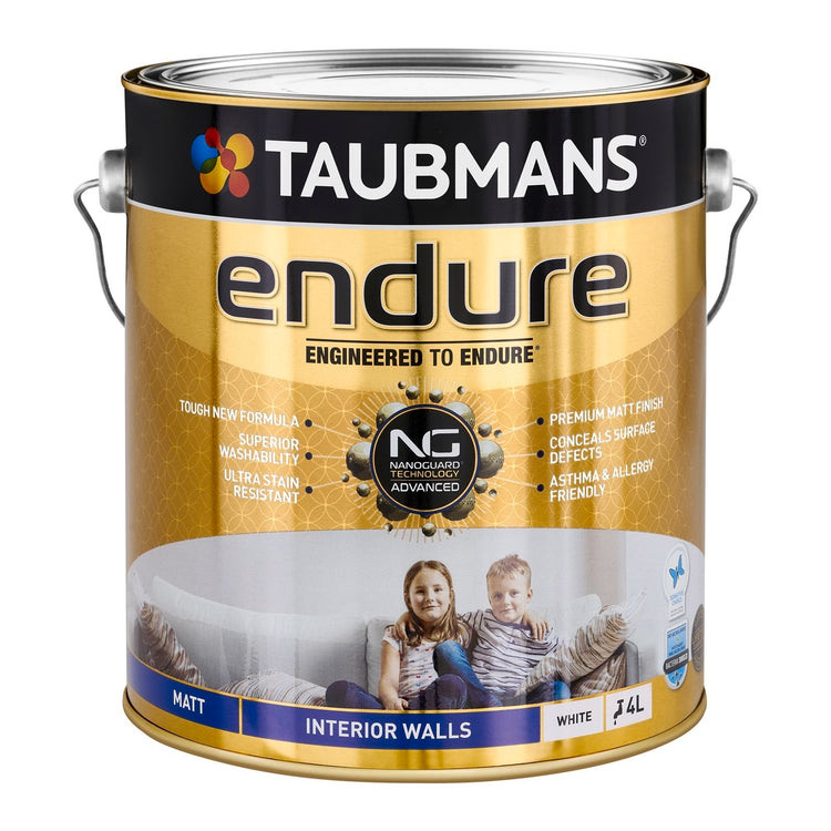 Taubmans 4L White Matt Endure Interior Walls Paint