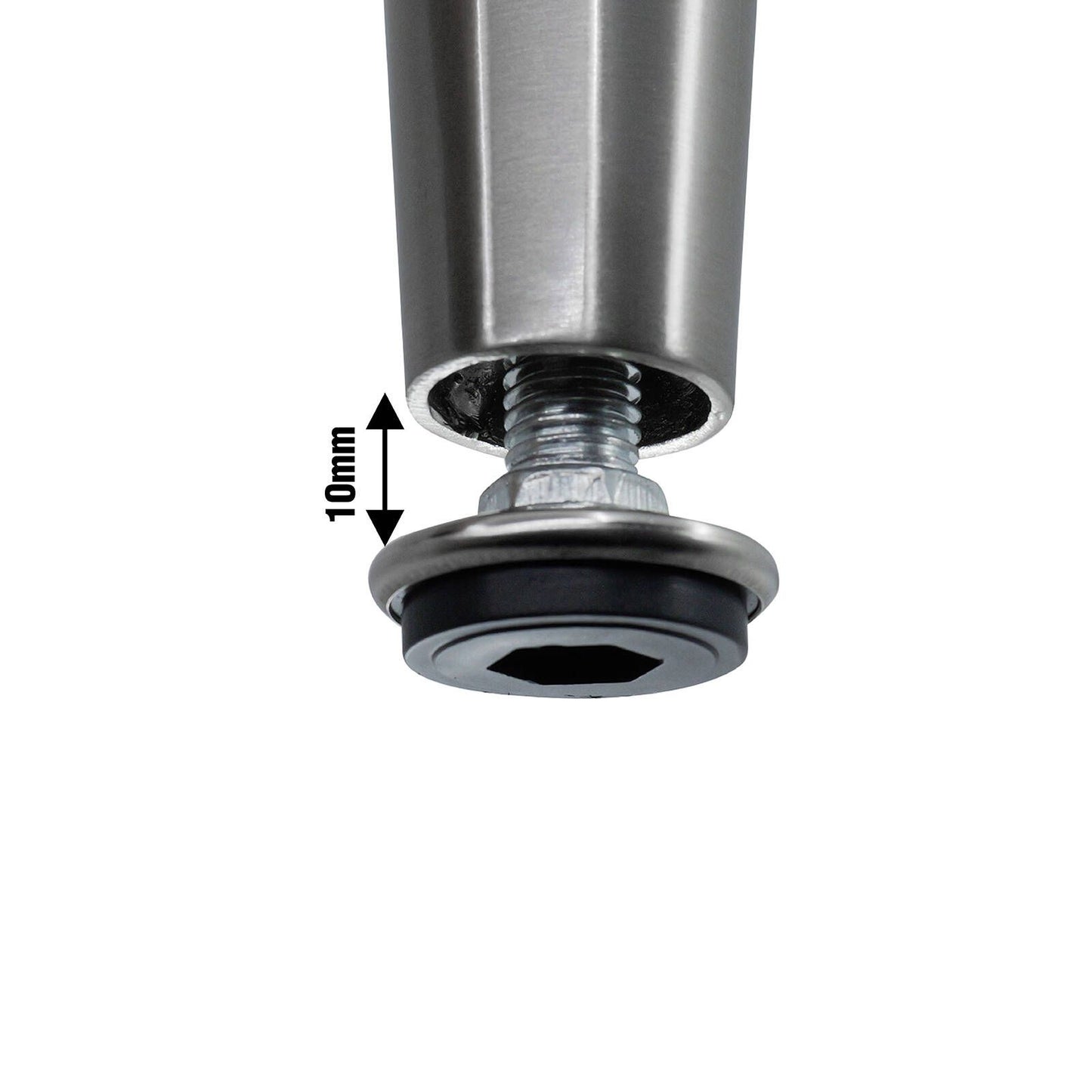 Adoored Tapered Metal Furniture Leg 230mm Brushed Nickel