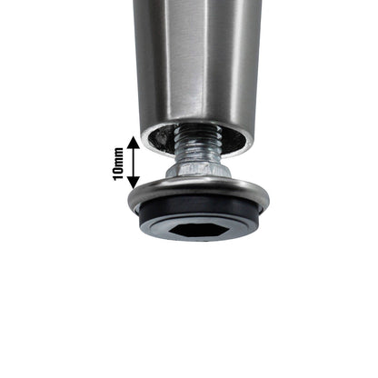 Adoored Tapered Metal Furniture Leg 230mm Brushed Nickel
