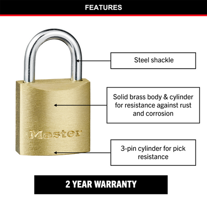 Master Lock Padlock - 20mm - Brass - Keyed Alike 4 Pack
