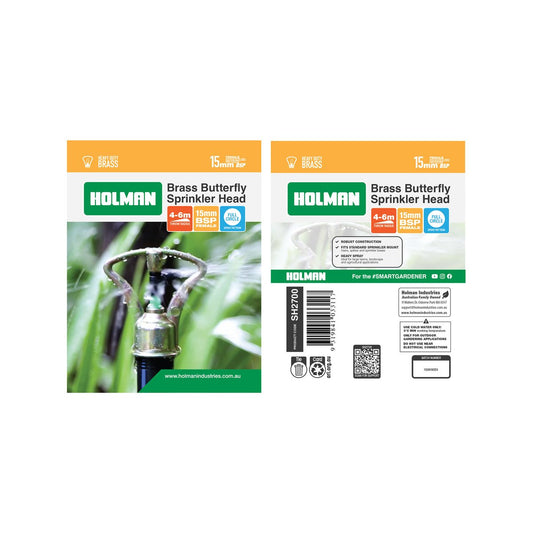 Holman Brass Butterfly Sprinkler - 4-6m - Brass - Full Circle Coverage