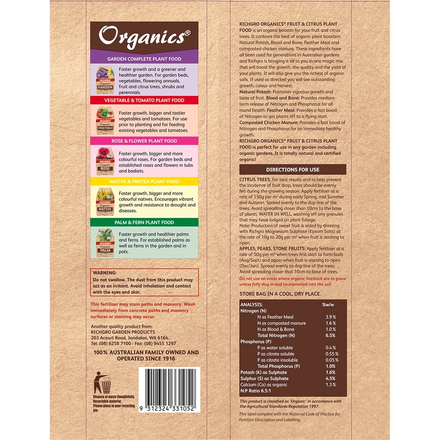 Richgro Organics Fruit And Citrus Plant Food 5kg
