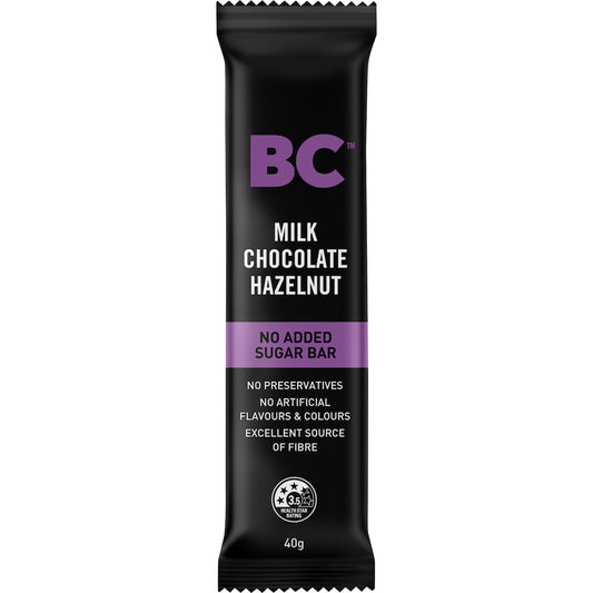 Bc Snacks Milk Chocolate & Hazelnut No Added Sugar Bar 40g Each