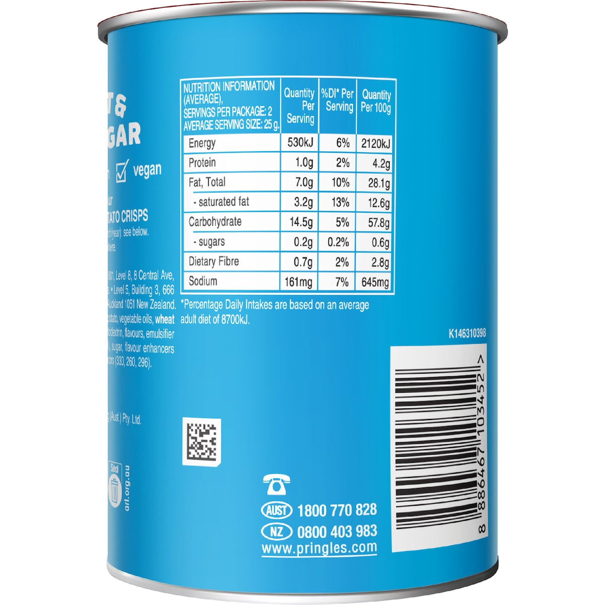 Pringles Salt & Vinegar Potato Chips 53g