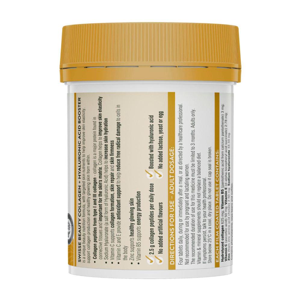 Swisse Beauty Collagen + Hyaluronic Acid Booster Supports Glowing Skin 80 Tablets - 80 pack