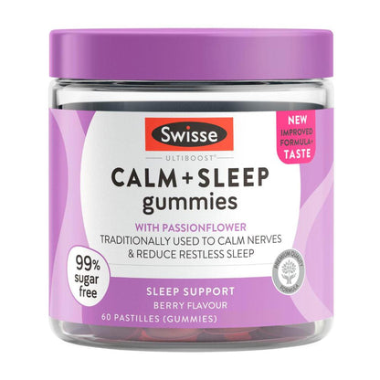 Swisse Ultiboost Calm + Sleep Gummies Assists The Body in Coping With Stress - 60 pack
