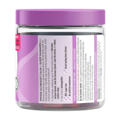 Swisse Ultiboost Calm + Sleep Gummies Assists The Body in Coping With Stress - 60 pack