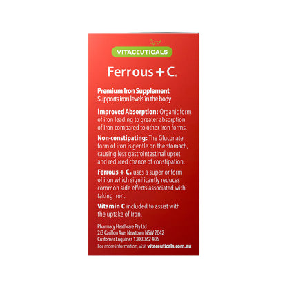 Vitaceuticals Ferrous Iron + Vit C Capsules - 30 pack