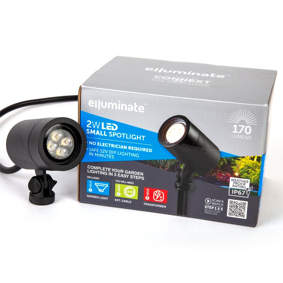 Elluminate Small Garden Spot Light - Warm White - Plastic - IP67 Weatherproof