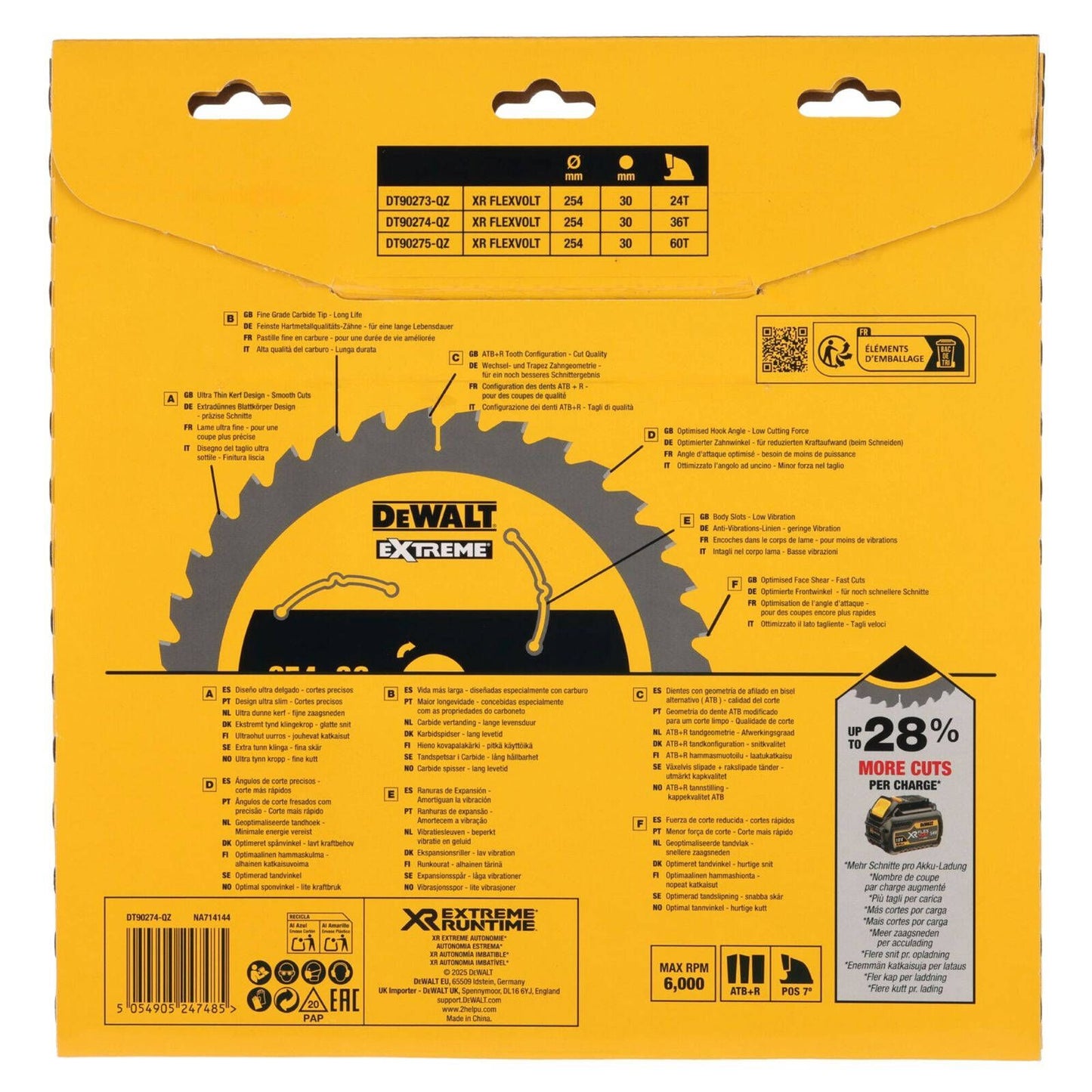 Dewalt XR Circular Saw Blade - 254mm - 36T