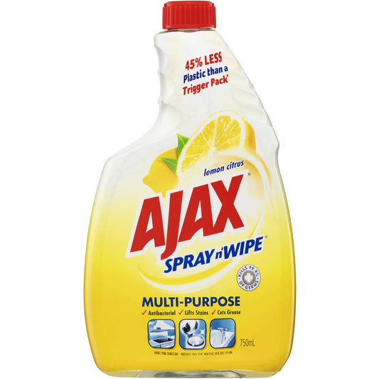 Ajax Spray & Wipe Lemon Citrus Refill 750ml