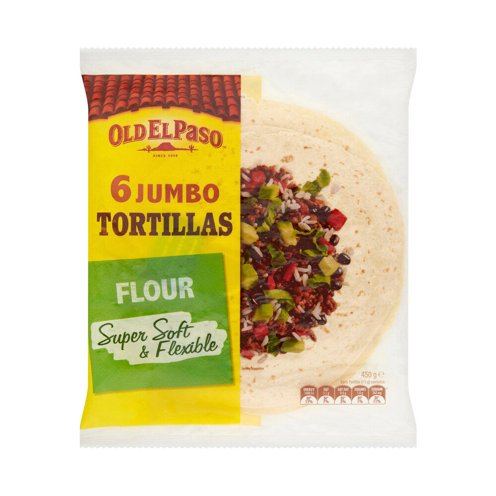 Old El Paso Jumbo Tortillas Burrito 6 Pack - 450g