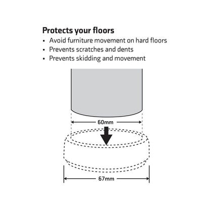 Surface Gard Non Slip Round Castor Cup - 66mm - 4 Pack