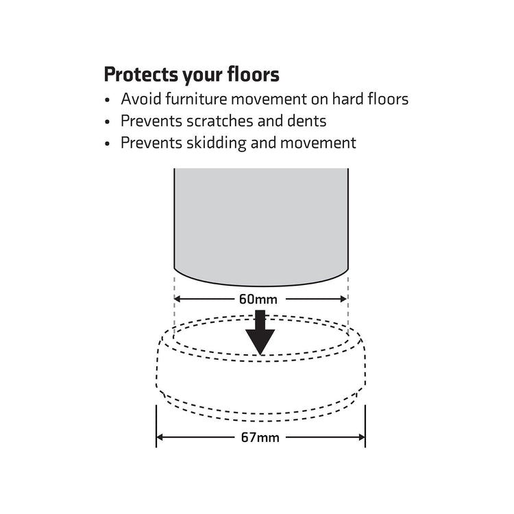 Surface Gard Non Slip Round Castor Cup 66mm 4 Pack