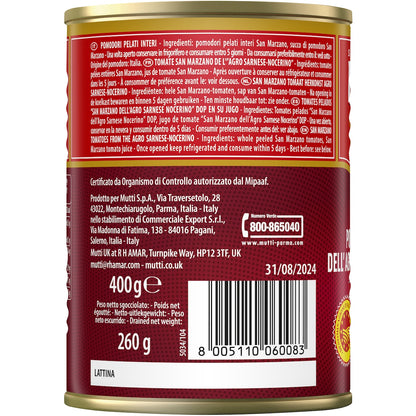 Mutti San Marzano Peeled Tomatoes Whole 400g