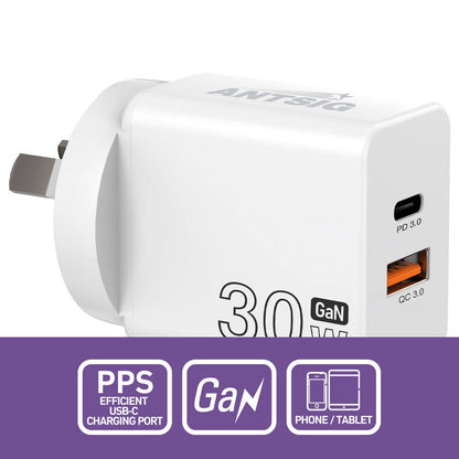 Antsig 30W 2 Port USB GaN Wall Charger
