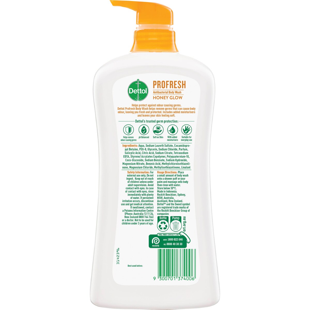 Dettol Profresh Shower Gel Body Wash Milk And Honey 950ml