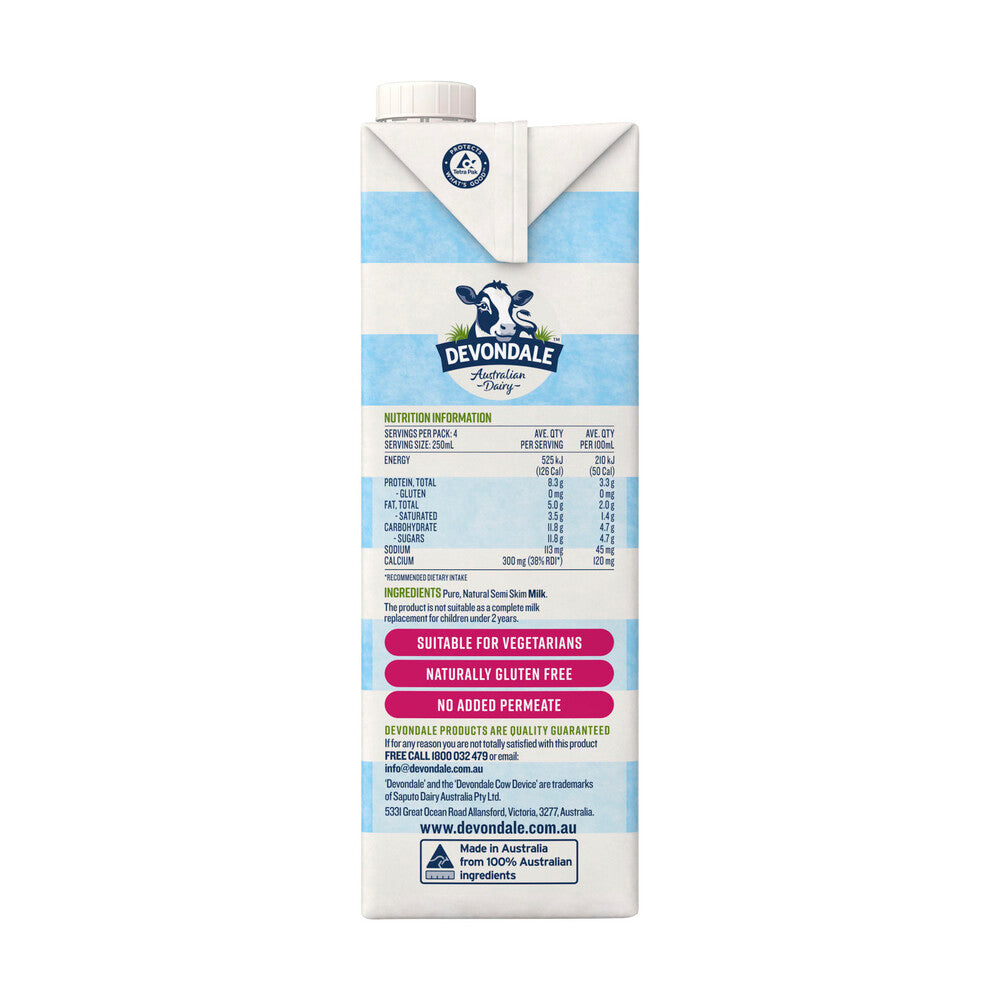 Devondale Semi Skim Long Life Milk - 1L