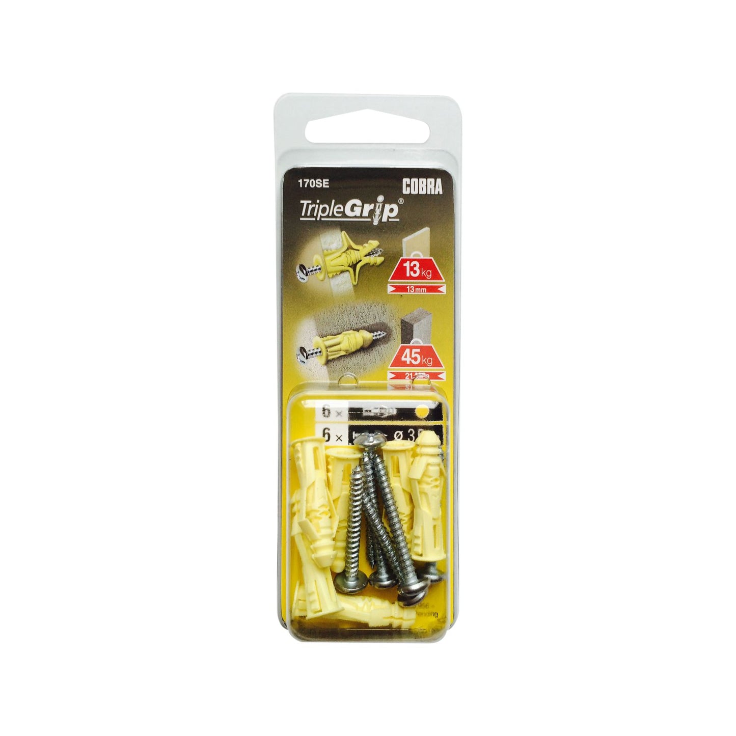 Cobra Anchor Triple Grip Yll Screws - 3.5mm - 6 Pack