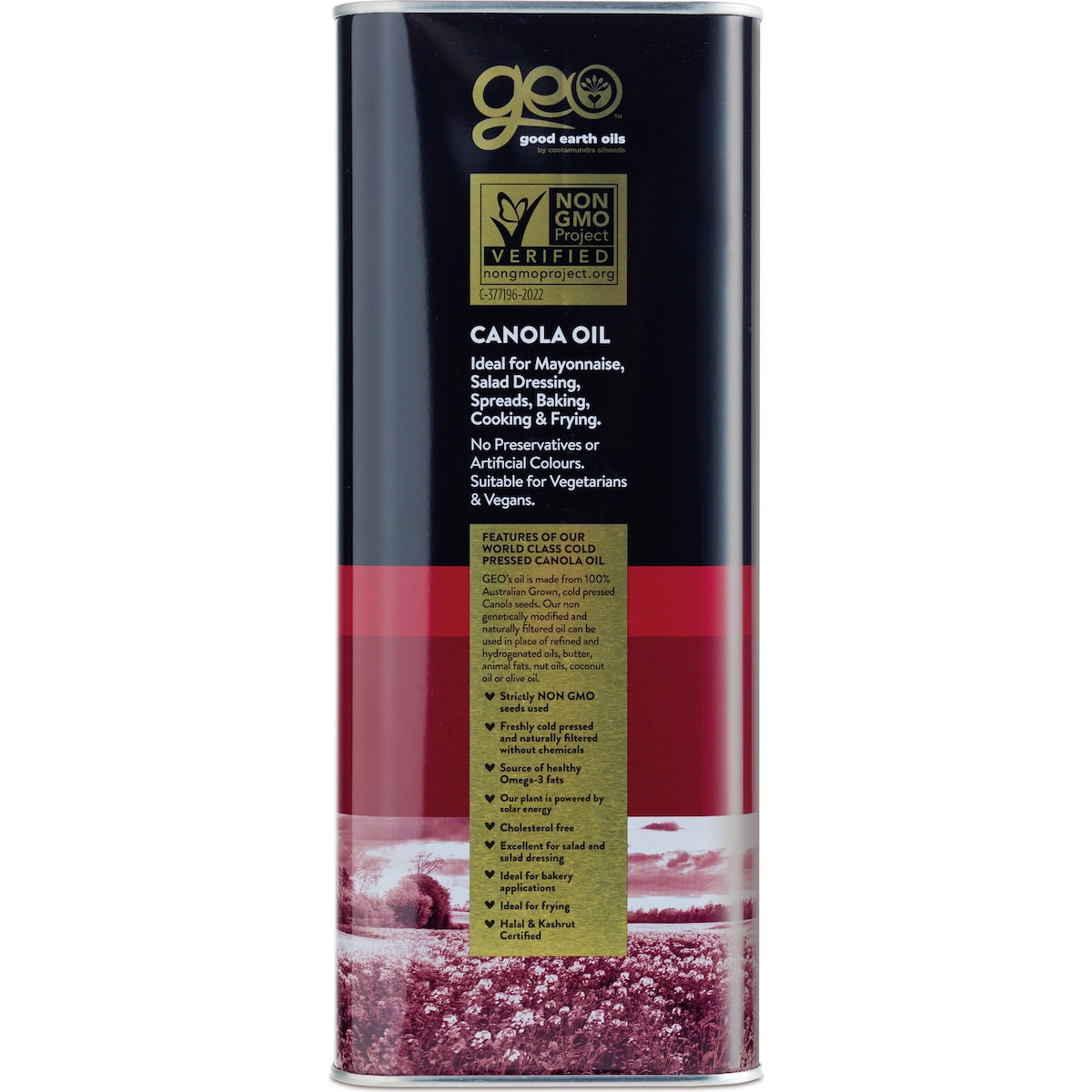 GEO Extra Virgin Canola Oil Cold Pressed 4L