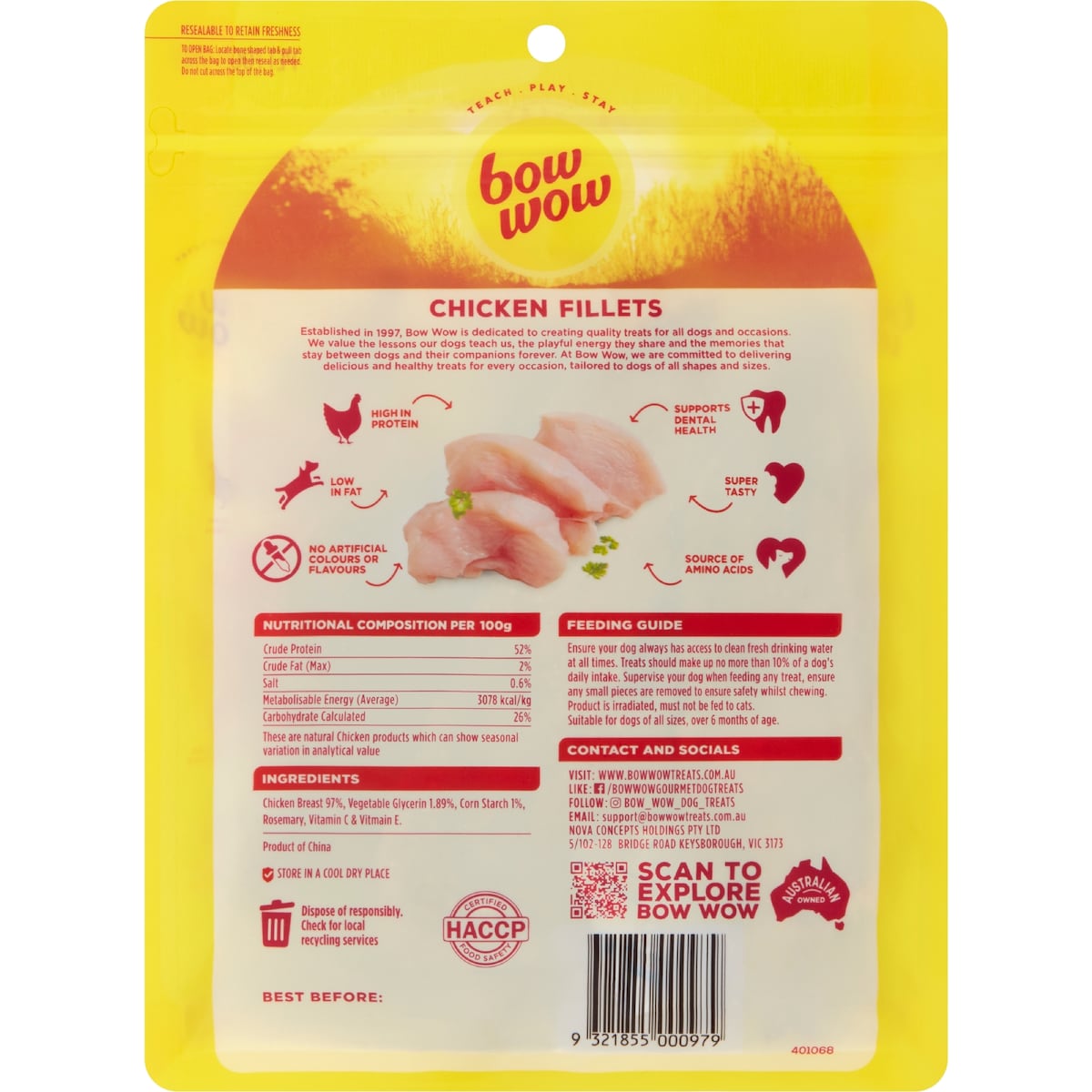 Bow Wow Naturals Chicken Fillets Dog Treats 200g