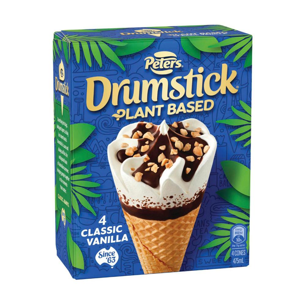 Peters Drumstick Plant Based Classic Vanilla 4 Pack - 475mL