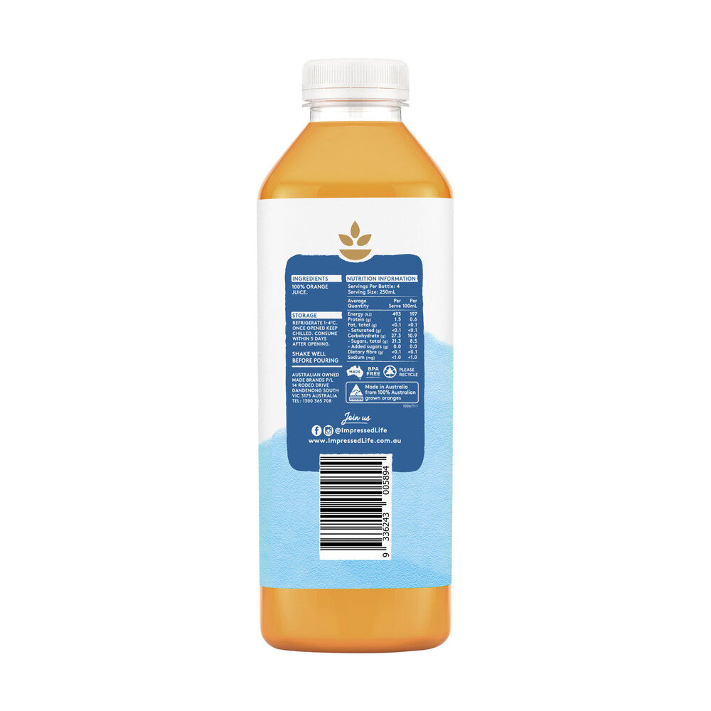 Impressed Essentials Orange Juice Pulp Free - 1L