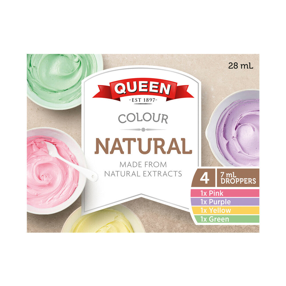 Queen All Natural Food Colours Rainbow 4 Pack - 28 mL
