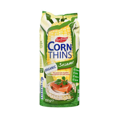 Real Foods Corn Thins Sesame - 150g